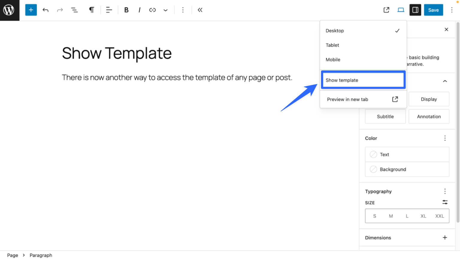 show template